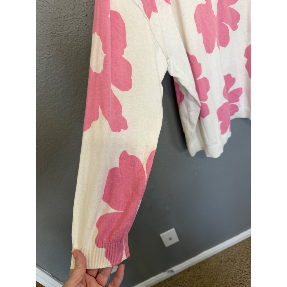 NWT Torrid Pink Floral V-Neck Pullover Sweater SZ 3 Cotton Blend Lightweight - Picture 5 of 10